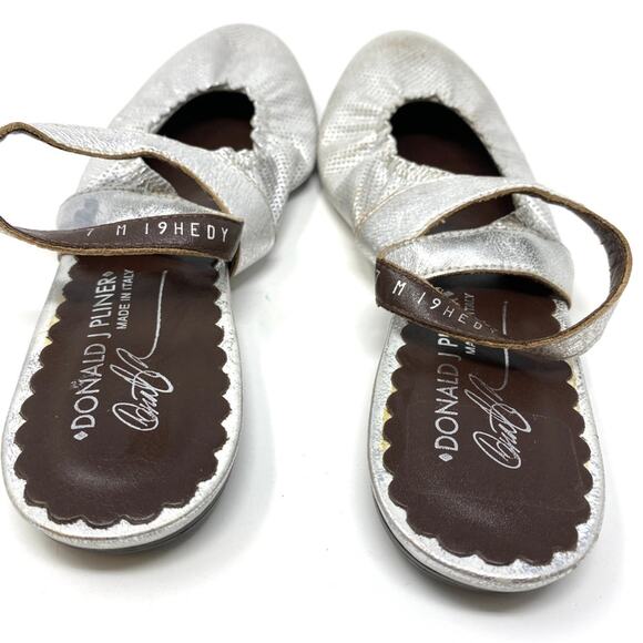 New No‎ Box Donald J Pliner Hedy Silver Metallic Leather Ballet Sling Back Flats - Picture 6 of 11